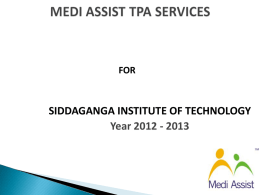 MEDI ASSIST TPA SERVICES - Siddaganga Institute of Technology