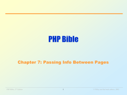 PHP Bible &ndash; Chapter 7: Passing Information Between Pages