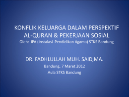 Konflik Keluarga dalam Perspektif AL Qur`an by Dr Fadhlullah