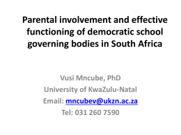 Results of previous research on parental participation in