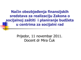 planiranje budžeta za 2007. godinu u centrima za socijalni rad