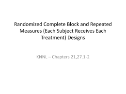Randomized Complete Block and Repeated Measures (Each