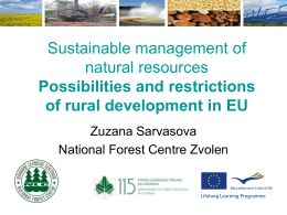 Zuzana Sarvasova, Sustainable management of