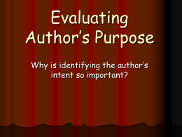 Evaluating Author`s Purpose
