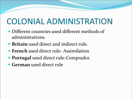 COLONIAL ADMINISTRATION