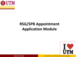 RSG/SPB Appointment Application Module PROCESS FLOW