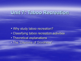 Unit 7: Taboo Recreation
