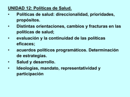 POLÍTICAS DE SALUD - Nuevo Espacio Cs. Medicas