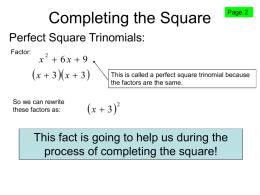 Completing the Square - Camden Central School