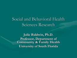 Social and Behavioral Health Sciences Research