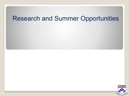 Research and Summer Opportunities