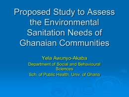 Proposed Study to Assess the Environmental Sanitation Needs of
