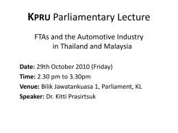 FTAs and the Automotive Industry in Southeast Asia