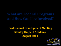 Federal Programs - Stanley Hupfeld Academy at Western Village
