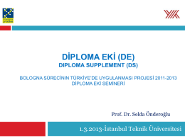 Seminar for Diploma Supplement (DS), Istanbul Technical