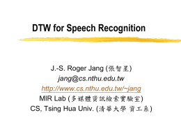 DTW for Speech Recognition