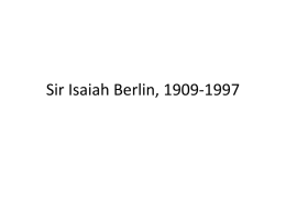 Sir Isaiah Berlin, 1909-1997