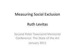 Measuring Social Exclusion - Poverty and Social Exclusion