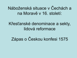 Náboženská situace v Čechách a na Moravě v 16. století