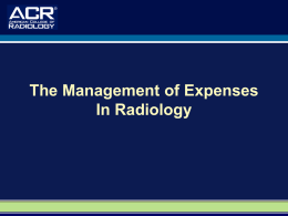 The Management of Expenses In Radiology
