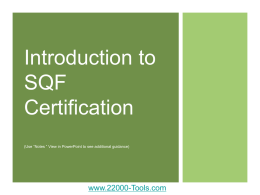 Introduction to SQF Certification