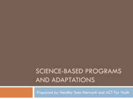 Science-Based Programs and adaptations