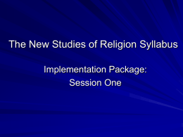 New Studies of Religion Syllabus