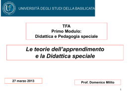 Le teorie dell`apprendimento e la Didattica speciale