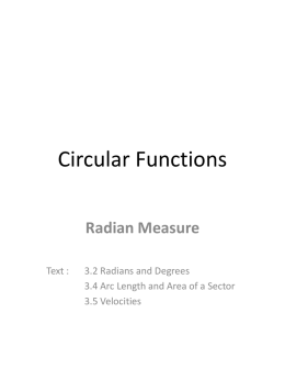 Radian and Degree Measure with Applications0