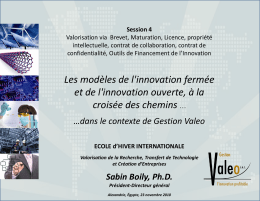 Québec - Canada : « Les modèles de l`innovation fermée et