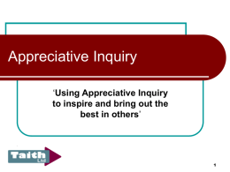 Appreciative Inquiry - Public Services Schools and Conferences