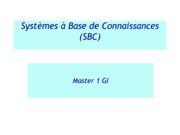 Systèmes à Base de Connaissances (SBC)
