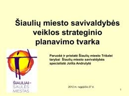 Šiaulių miesto savivaldybės veiklos strateginio planavimo tvarka