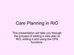 Care Planning in RiO