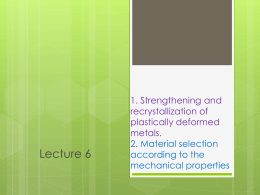 1. Strengthening and recrystallization of plastically deformed metals