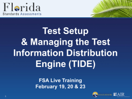 Managing the Test Information Distribution Engine (TIDE)