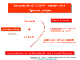 Baccalauréat STG - session 2013 Thèmes pour l`étude CGRH