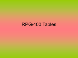 RPG/400 Tables