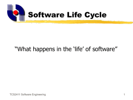 TCS 2411 Software Engineering