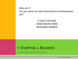 1 Starting a Business