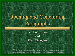 Strategies for Opening and Concluding Paragraphs