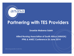 Ms Snoekie Mabena-Saleh - Partnering with your TES