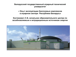 Костюкевич С.Б. «Опыт эксплуатации биогазовых комплексов в