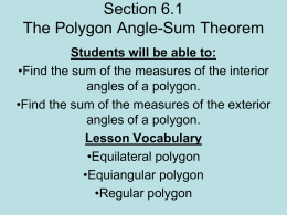 Section 6.1 The Polygon Angle