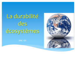 La durabilité des écosystèmes SNC 1DF