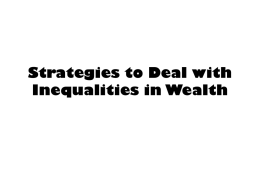 Strategies to Deal with Inequalities in Wealth