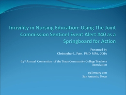 Sentinel Event Alert Number 40 - Texas Organization for Associate