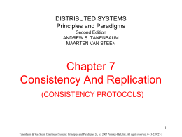 Chapter 7 – Consistency Protocols
