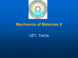 Mechanics of Materials II Lecture # 1 (14/02/2011)