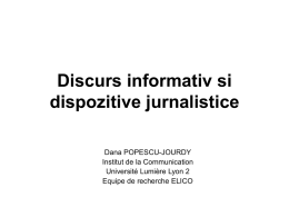 Discurs informativ si dispozitive jurnalistice